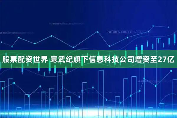 股票配资世界 寒武纪旗下信息科技公司增资至27亿