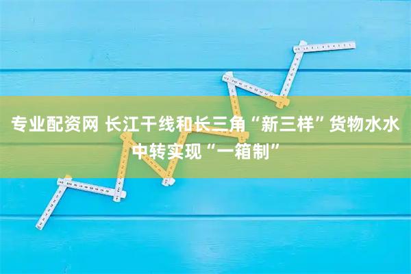 专业配资网 长江干线和长三角“新三样”货物水水中转实现“一箱制”